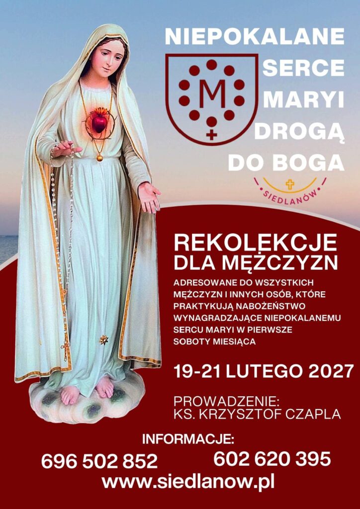 Rekolekcje dla mężczyzn. 19-21 LUTEGO 2026 SIEDLANÓW